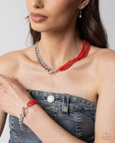 Paparazzi "Iridescent Icon & Tourist Twist" Red Necklace & Bracelet Jewelry Set Paparazzi Jewelry