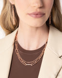 Paparazzi "Monochromatic Matinee Mashup" Copper Necklace & Bracelet Jewelry Set Paparazzi Jewelry