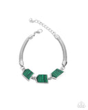 Paparazzi "Lined Legacy & Leisure" Green Necklace & Bracelet Set Paparazzi Jewelry