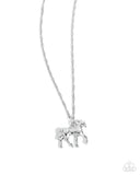 Paparazzi "Stallion Statement" Silver Necklace & Earring Set Paparazzi Jewelry