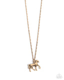 Paparazzi "Stallion Statement" Gold Necklace & Earring Set Paparazzi Jewelry