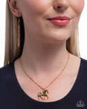 Paparazzi "Stallion Statement" Gold Necklace & Earring Set Paparazzi Jewelry