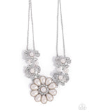 Paparazzi "Sprouting Shimmer" White Necklace & Earring Set Paparazzi Jewelry