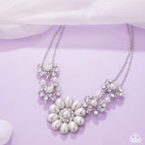 Paparazzi "Sprouting Shimmer" White Necklace & Earring Set Paparazzi Jewelry