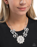 Paparazzi "Sprouting Shimmer" White Necklace & Earring Set Paparazzi Jewelry