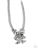 Paparazzi "Big Deal Bow" White Necklace & Earring Set Paparazzi Jewelry
