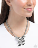 Paparazzi "Big Deal Bow" White Necklace & Earring Set Paparazzi Jewelry