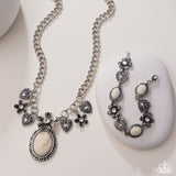 Paparazzi "Vintage Story & Ageless Account" White Necklace & Bracelet Set Paparazzi Jewelry