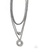 Paparazzi "Dominant Dignity" White Necklace & Earring Set Paparazzi Jewelry