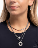 Paparazzi "Dominant Dignity" White Necklace & Earring Set Paparazzi Jewelry