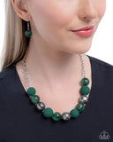 Paparazzi "Bewitching Texture" Green Necklace & Earring Set Paparazzi Jewelry