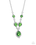 Paparazzi "SPADES of Shimmer" Green Necklace & Earring Set Paparazzi Jewelry