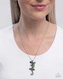 Paparazzi "Shimmery Salamander" Green Necklace & Earring Set Paparazzi Jewelry