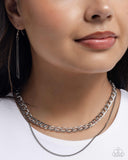 Paparazzi "CHAIN-ge of Heart" Silver Necklace & Earring Set Paparazzi Jewelry