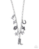 Paparazzi "Hoedown Throwdown" Silver Necklace & Earring Set Paparazzi Jewelry