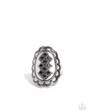 Paparazzi "Framing Fanfare" Black Ring Paparazzi Jewelry