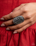 Paparazzi "Framing Fanfare" Black Ring Paparazzi Jewelry