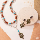 Paparazzi "Cactus Cascade & Cause" Brown Necklace & Post Earrings Jewelry Set Paparazzi Jewelry