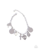 Paparazzi "Charm Commitment" White Bracelet Paparazzi Jewelry