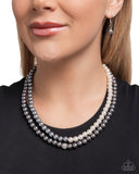 Paparazzi "Pearly Paladin" Silver Necklace & Earring Set Paparazzi Jewelry