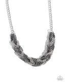 Paparazzi "Braided Breakthrough" Silver Necklace & Earring Set Paparazzi Jewelry