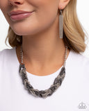 Paparazzi "Braided Breakthrough" Silver Necklace & Earring Set Paparazzi Jewelry