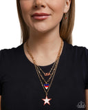 Paparazzi "Unforgettable USA" Gold Necklace & Earring Set Paparazzi Jewelry