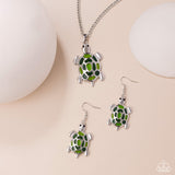 Paparazzi "Turtle Tale & Tradition" Green Necklace & Earring Jewelry Set Paparazzi Jewelry