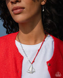 Paparazzi "Sailboat Shimmer" Red Necklace & Earring Set Paparazzi Jewelry