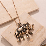 Paparazzi "Elaborate Elephant" Gold Necklace & Earring Set Paparazzi Jewelry