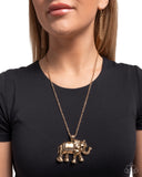 Paparazzi "Elaborate Elephant" Gold Necklace & Earring Set Paparazzi Jewelry