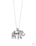 Paparazzi "Elaborate Elephant" Silver Necklace & Earring Set Paparazzi Jewelry