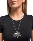 Paparazzi "Elaborate Elephant" Silver Necklace & Earring Set Paparazzi Jewelry