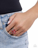 Paparazzi "Floral Fabrication" Red Ring Paparazzi Jewelry