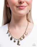 Paparazzi "Hoedown Throwdown" Brass Necklace & Earring Set Paparazzi Jewelry