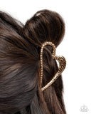 Paparazzi "Heartfelt Hint" Gold Hair Clip Paparazzi Jewelry