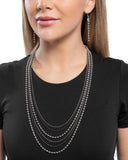Paparazzi "Lockdown Layers" Silver Necklace & Earring Set Paparazzi Jewelry