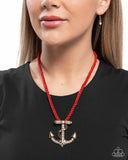 Paparazzi "Anchored Allure" Red Necklace & Earring Set Paparazzi Jewelry