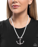 Paparazzi "Anchored Allure" White Necklace & Earring Set Paparazzi Jewelry