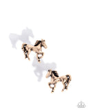 Paparazzi "Stallion Selfie" Gold Post Earrings Paparazzi Jewelry