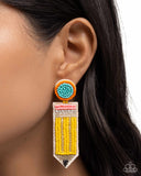 Paparazzi "Phenomenal Pencil" Yellow Post Earrings Paparazzi Jewelry