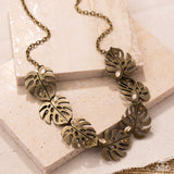 Paparazzi "Leafy Legato" Brass Necklace & Earring Set Paparazzi Jewelry