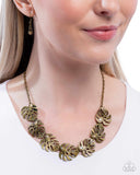 Paparazzi "Leafy Legato" Brass Necklace & Earring Set Paparazzi Jewelry