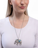 Paparazzi "Educated Elephant" Blue Necklace & Earring Set Paparazzi Jewelry