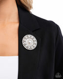 Paparazzi "Posh Paladin" White Brooch Pin Paparazzi Jewelry