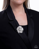 Paparazzi "Festive Flourish" White Brooch Pin Paparazzi Jewelry