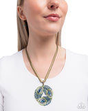 Paparazzi "Peacock Patchwork" Brass Necklace & Earring Set Paparazzi Jewelry
