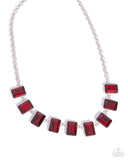 Paparazzi "Radiant Rectangles" Red Necklace & Earring Set Paparazzi Jewelry