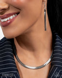 Paparazzi "Herringbone Haute" Silver Choker Necklace & Earring Set Paparazzi Jewelry