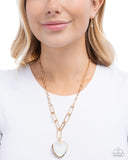 Paparazzi "HAUTE Heart" White Necklace & Earring Set Paparazzi Jewelry